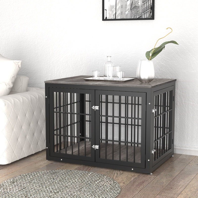 Tucker Murphy Pet™ Wood Dog Crate Furniture, Dog Kennel Double Doors